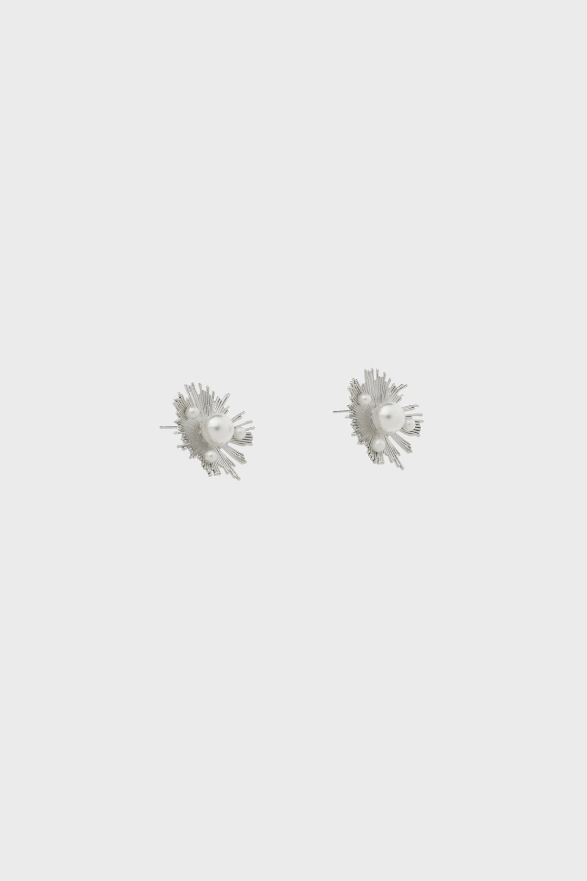 Silver star burst multi pearl earrings_2