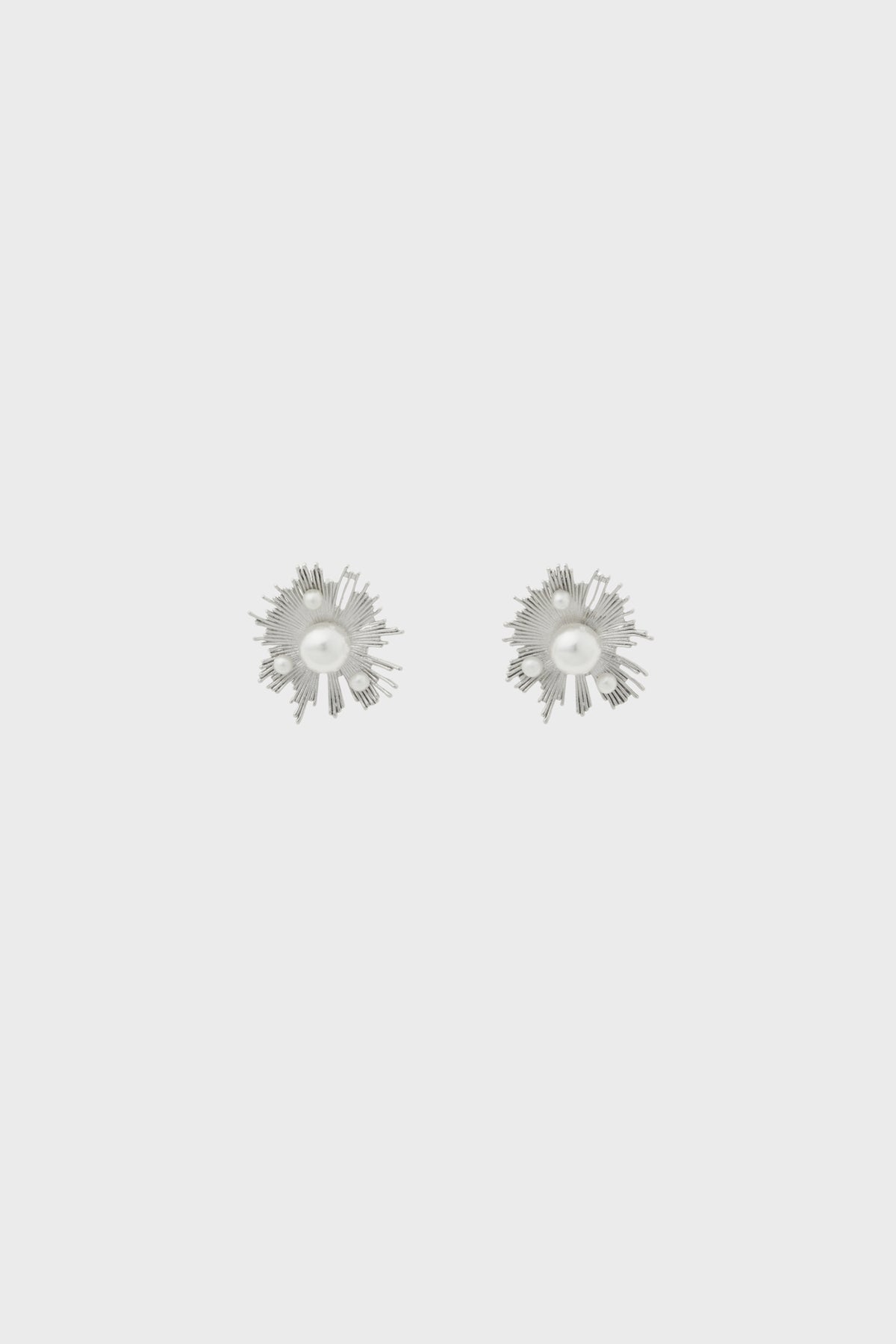 Silver star burst multi pearl earrings_1