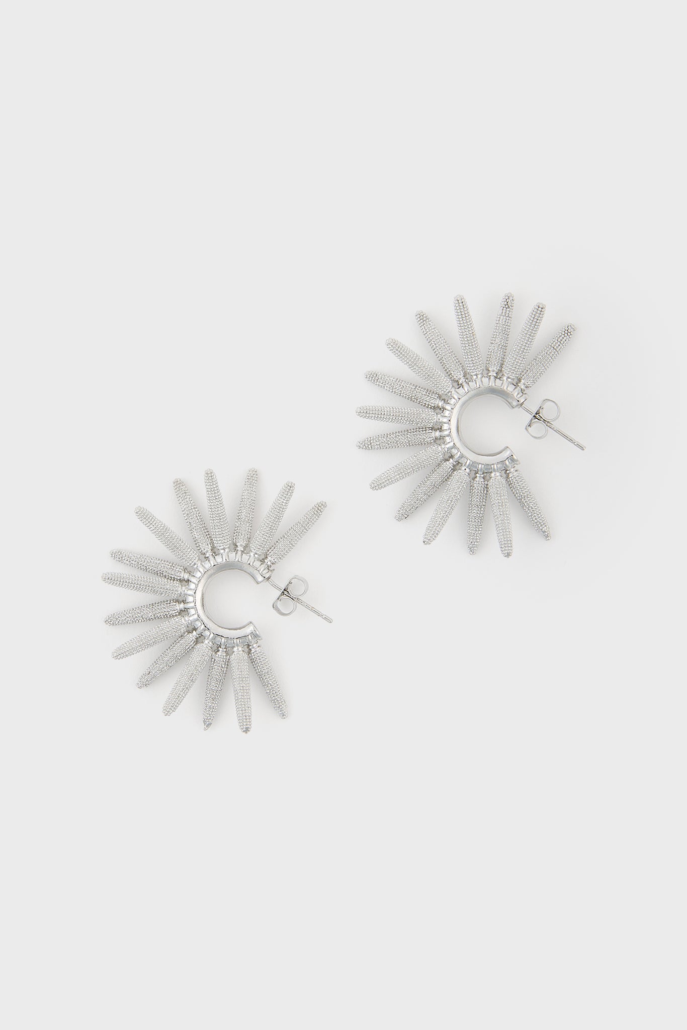 Silver thick cones starbust hoop earrings_1