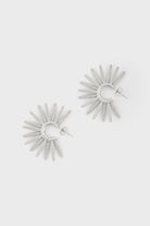 Silver thick cones starbust hoop earrings_1
