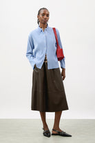 Sky blue micro pleated long sleeved shirt_5