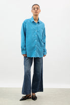 Sky blue thin wale corduroy shirt_4