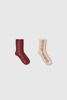 Strawberry floral strip socks- Set of 2