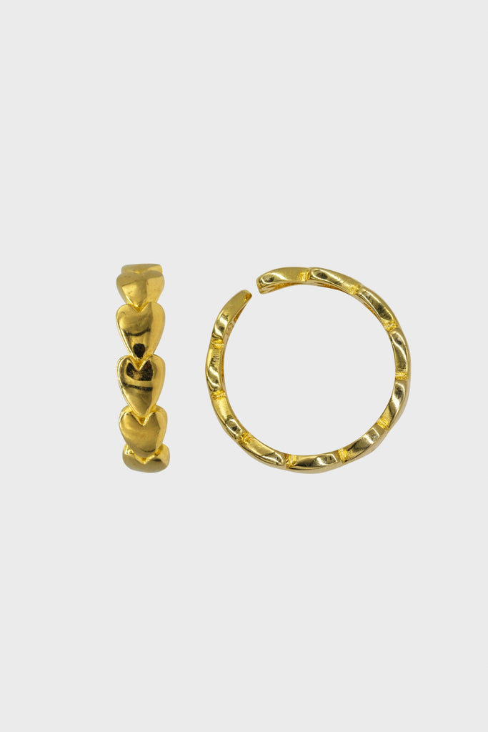 Gold thick connecting hearts ring_1