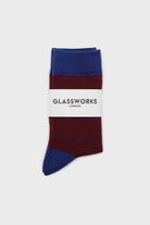 Burgundy and blue vertical stripe socks_4