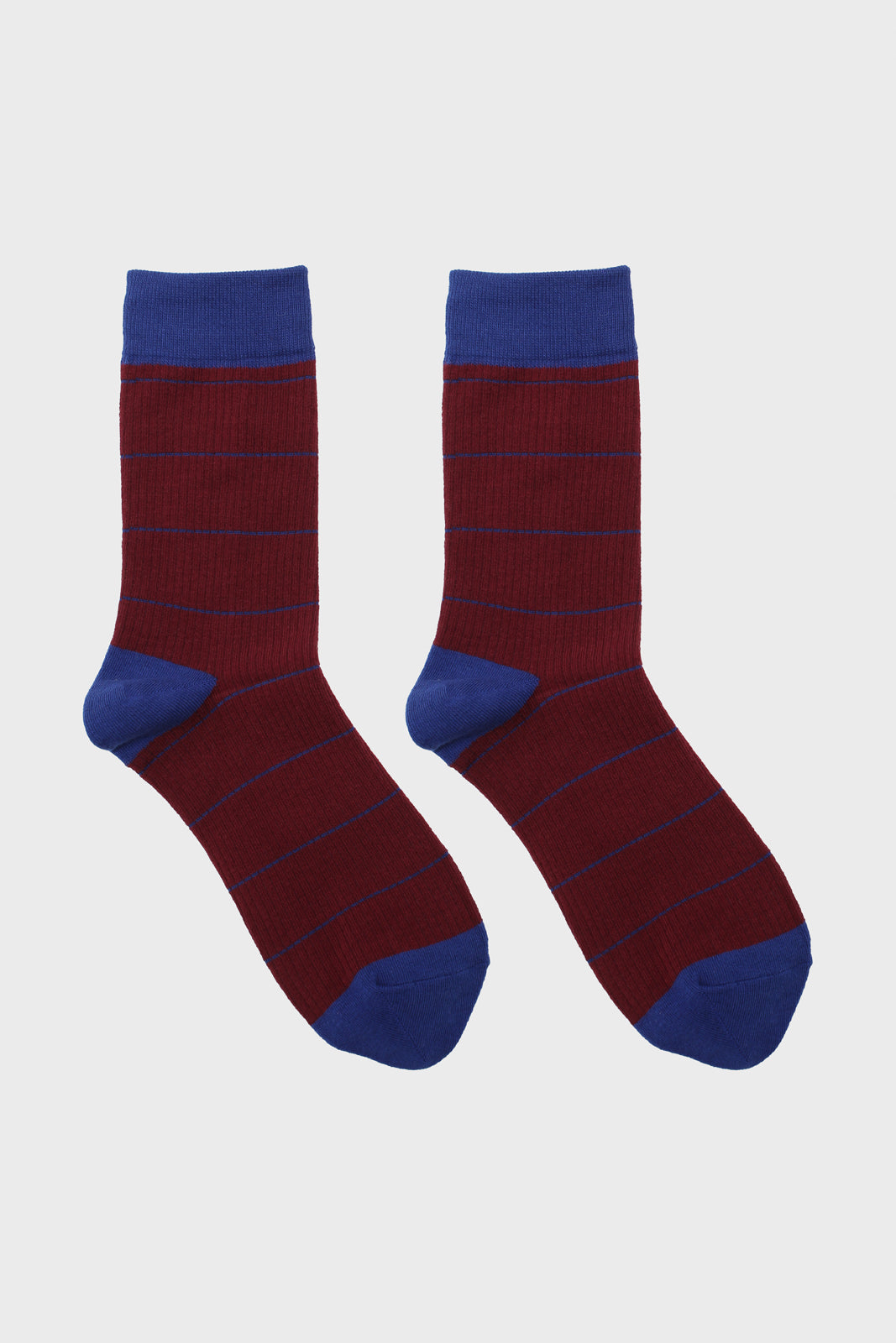 Burgundy and blue vertical stripe socks_3