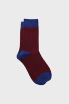 Burgundy and blue vertical stripe socks_1