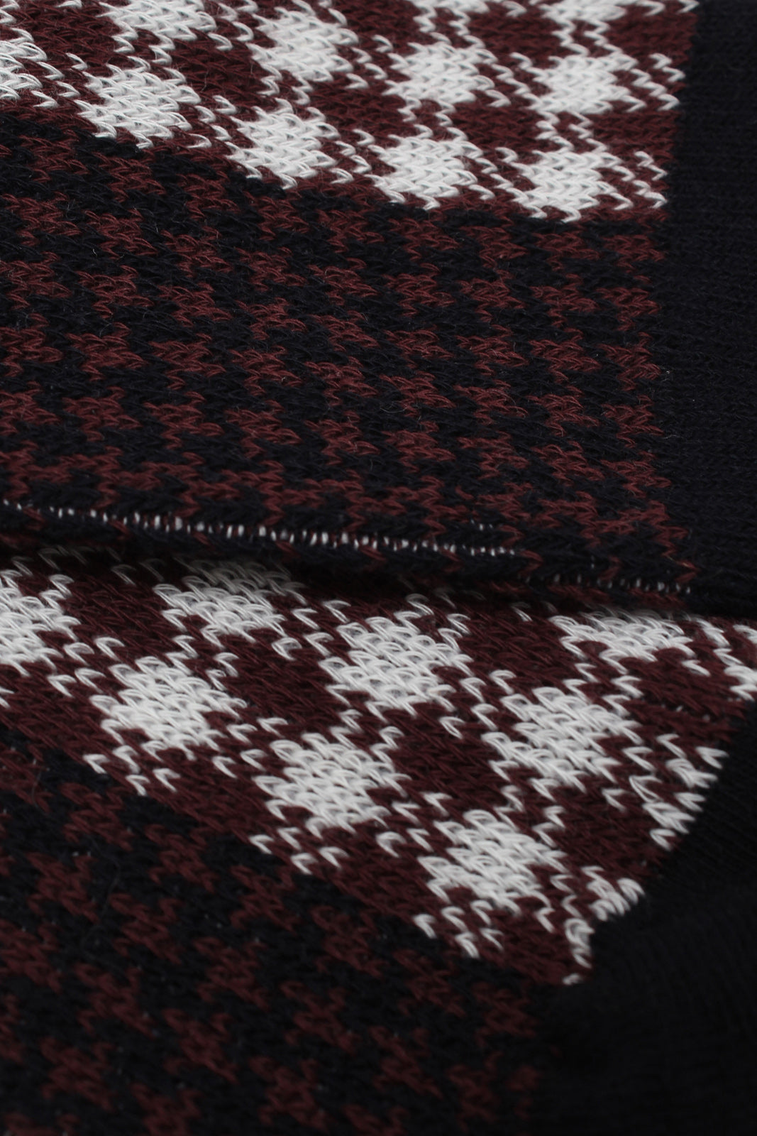 Dark brown and white jacquard checked socks_2