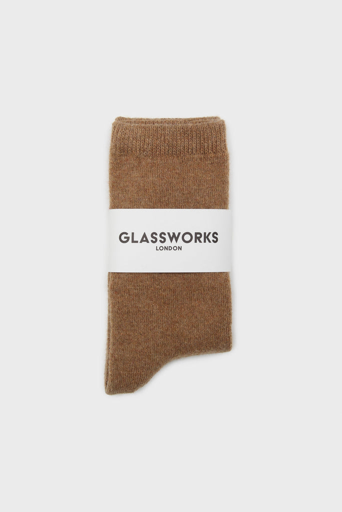 Beige smooth wool long socks_4
