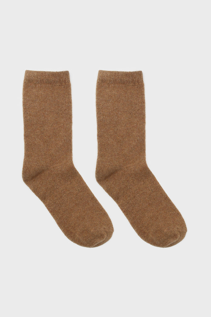 Beige smooth wool long socks_3