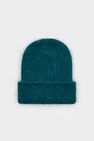 Teal mohair beanie hat_1