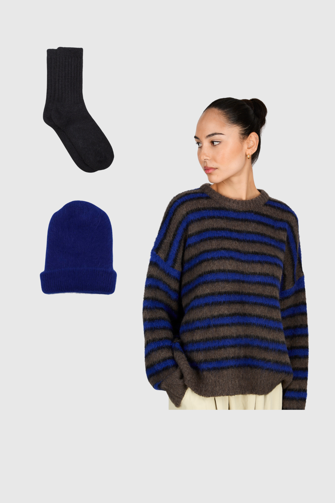The Blues - alpaca blend jumper, beanie hat and angora socks set_1