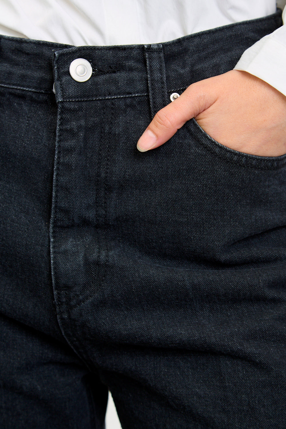 Washed black bootcut jeans_3