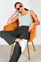 Washed black herringbone denim smart trousers_5