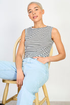 White and black horizontal stripe tank_1