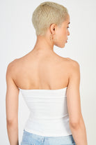 White and black horiztonal strip tie front strapless top_2