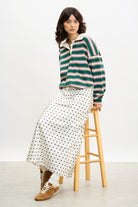 White and black polka dot satin touch skirt_5