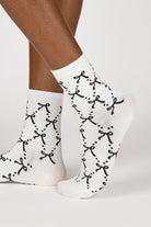 White and black ribbon and dots socks_1