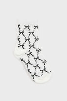 White and black ribbon and dots socks_3