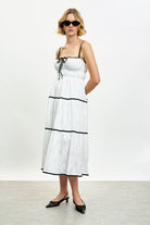 White and black trim tiered strappy dress_1