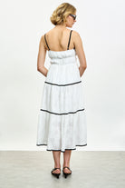 White and black trim tiered strappy dress_2