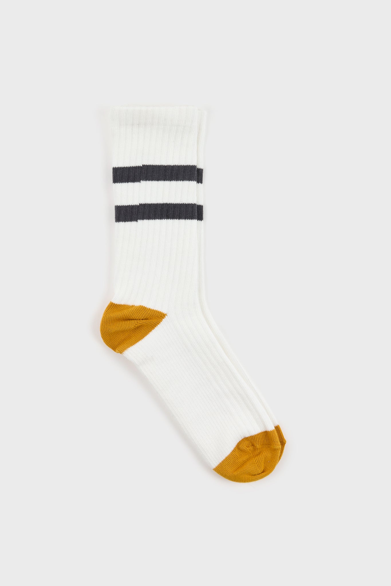 White and grey varsity stripe mustard trim socks_3