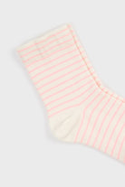 White and pink thin striped socks_4
