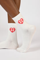 White and red gingham heart socks_1