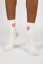 White and red gingham heart socks_2