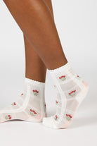 White and red tiny tulip bunches socks_3
