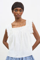 White cotton lace trim thick strap tank_1