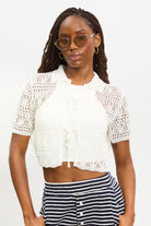 White crochet knit double tie front top_1