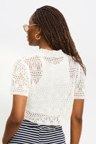 White crochet knit double tie front top_2