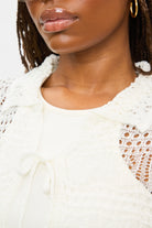 White crochet knit double tie front top_3
