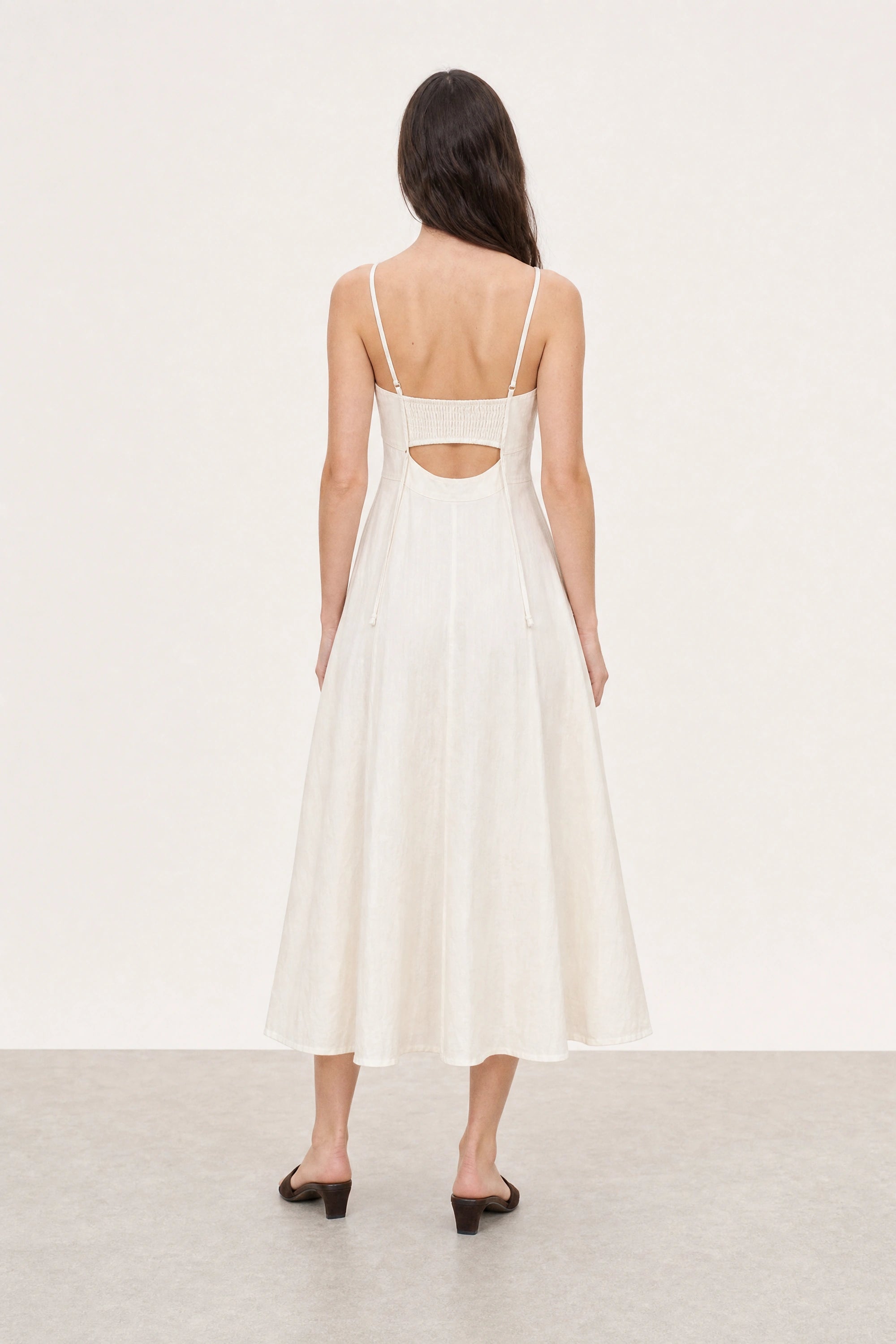 White Denim Peek Back Midi Dress | S/m