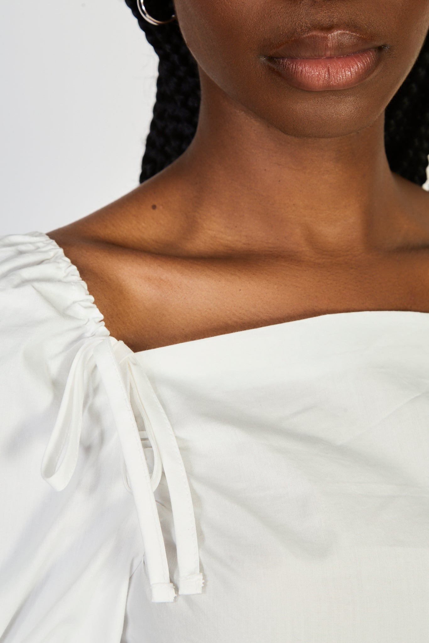 White double bow puff short sleeve top_3