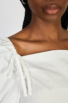 White double bow puff short sleeve top_3
