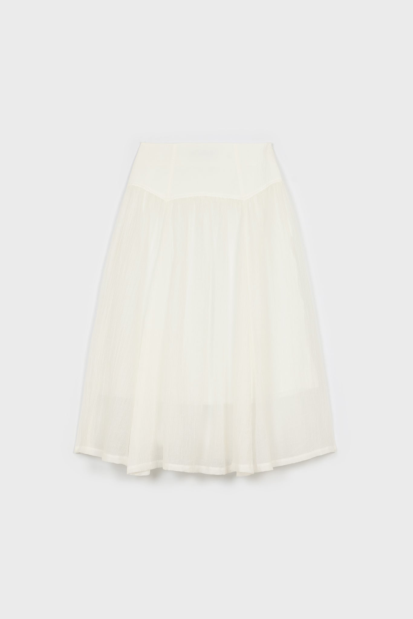 White drop waist contrast chiffon touch skirt_1