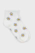 Flower smiley face short socks - Set of 3_2