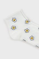White flower smiley face short socks_4