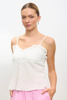 White frill bust thin strap tank_1