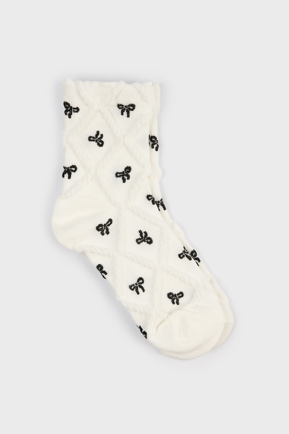 Tiny bow diamond texture socks - Set of 3