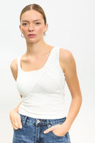 White looped banding tank top_1