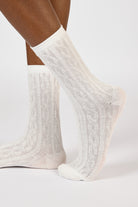 White mesh cableknit socks_1