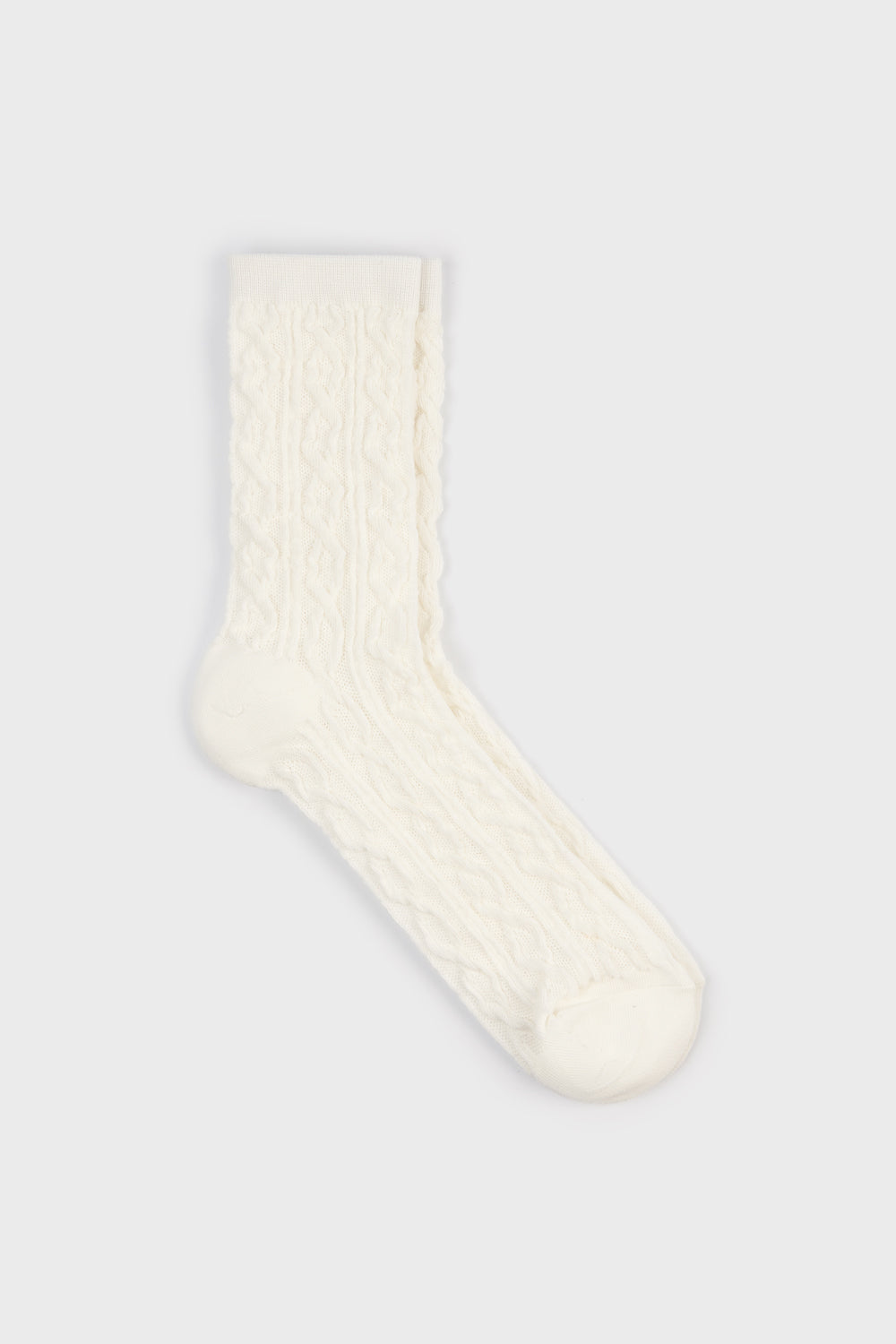 White mesh cableknit socks_3