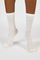 White mesh cableknit socks_2