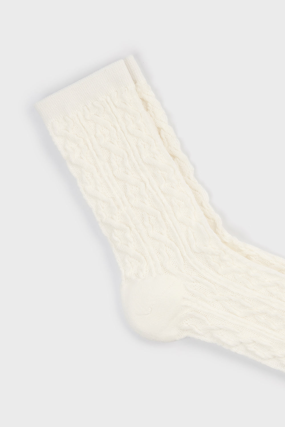 White mesh cableknit socks_4