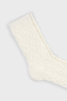 White mesh cableknit socks_4