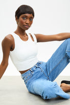 White peek shoulder tank top_5