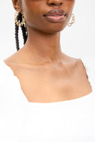 White ribbed jersey contrast puff sleeve top_3